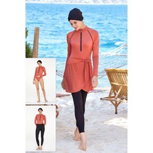 REMSA 3 Farklı Şekilde Giyilebilir Likralı Tam Kapalı Tesettür Mayo Robb 4460 Tarçın