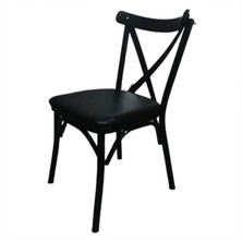 Alkur Home Line Sungur Çapraz Metal Thonet Siyah 2 Li Sandalye