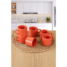 Keramika 6 Adet 8cm Turuncu Stackable Çay/kahve Fincanı