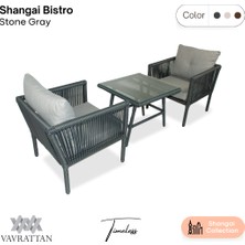 Vavrattan Shangai Bistro Rattan Bahçe Balkon Oturma Takımı Taş Gri