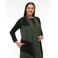Laden Büyük Beden Kadın Dökümlü Yüksek Kalite Örme Anne Asimetrik Yelek