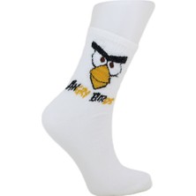 Look Socks Angry Birds Karakter Desenli Beyaz Kolej Çorap