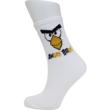 Look Socks Angry Birds Karakter Desenli Beyaz Kolej Çorap