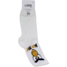 Look Socks Angry Birds Karakter Desenli Beyaz Kolej Çorap