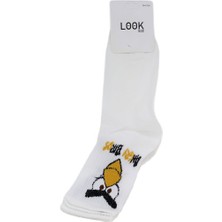 Look Socks Angry Birds Karakter Desenli Beyaz Kolej Çorap