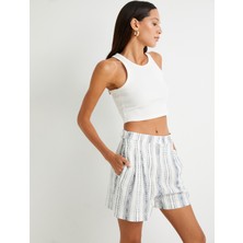 Koton Keten Karışımlı Şort Normal Bel Cep Detaylı