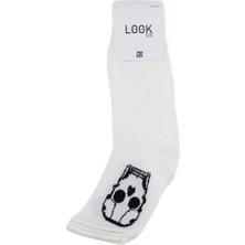 Look Socks Kuru Kafa Karakter Desenli Beyaz Kolej Çorap 3 Çift