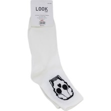 Look Socks Kuru Kafa Karakter Desenli Beyaz Kolej Çorap