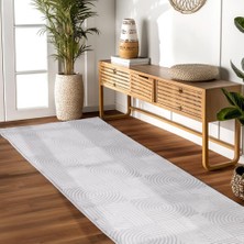 Carpettex Kabartmalı Yumuşak Karo Desenli Iskandinav Bohem Tarzı Halı Gümüş Tonlarında