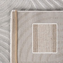 Carpettex Kabartmalı Yumuşak Karo Desenli Iskandinav Bohem Tarzı Halı Gümüş Tonlarında