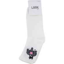 Look Socks Tom ve Jerry Karakter Desenli Beyaz Kolej Çorap 3 Çift