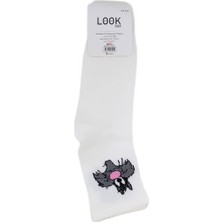 Look Socks Tom ve Jerry Karakter Desenli Beyaz Kolej Çorap 3 Çift