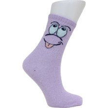 Look Socks Şaşkın Face Karakter Desenli Mor Kolej Çorap