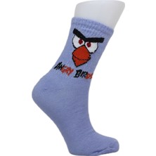 Look Socks Angry Birds Karakter Desenli Mor Kolej Çorap 3 Çift