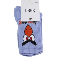 Look Socks Angry Birds Karakter Desenli Mor Kolej Çorap 3 Çift