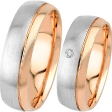 İryum Tektaş Pırlanta Tasarım Çift Alyans - Nişan Yüzüğü