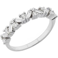 İryum Baget Pırlanta Yarım Tur Yüzük