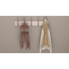 3 Boyutlu Hepsi Modern Duvar Kanca Askılık - 5 Adet Pembe Askılık - Beyaz Mdflam - Model 101