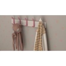 3 Boyutlu Hepsi Modern Duvar Kanca Askılık - 5 Adet Pembe Askılık - Beyaz Mdflam - Model 101