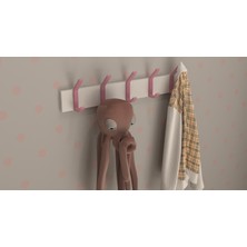 3 Boyutlu Hepsi Modern Duvar Kanca Askılık - 5 Adet Pembe Askılık - Beyaz Mdflam - Model 101