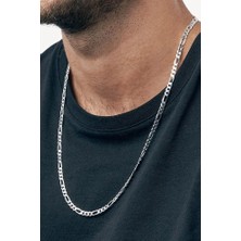 Ince Figaro Erkek Çelik Zincir Kolye ve Bileklik Set 4mm ECK55S