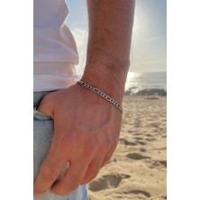 Ince Figaro Erkek Çelik Zincir Kolye ve Bileklik Set 4mm ECK55S