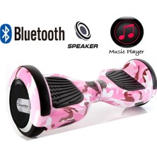 Citymate Elektrikli Kaykay Hoverboard Bluetooth Hoparlörlü 6.5 Inch Akıllı Dengeli - Pembe Kamuflaj Grafiti Desenli