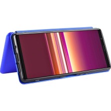 YH Mall Sony Xperia 5 Ll Için Kılıf Manyetik Karbon Fiber Deri Folio Flip Case (Yurt Dışından)