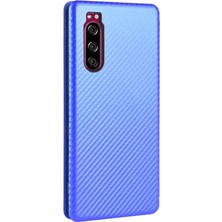 YH Mall Sony Xperia 5 Ll Için Kılıf Manyetik Karbon Fiber Deri Folio Flip Case (Yurt Dışından)