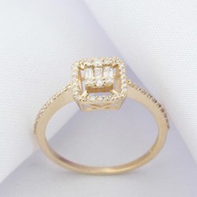 İryum Rose Gold Pırlanta Baget Yüzük