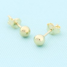 İryum 14 Ayar Altın Top Küpe