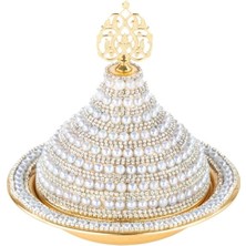 Saray Ottoman Incili Metal Kubbe Şekerlik Altın