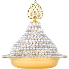 Saray Ottoman Incili Metal Kubbe Şekerlik Altın