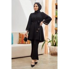 Vavinor Ispanyol Paça Pantolon Tunik Takım - Siyah