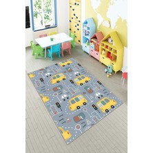 Pelangi Ekonomik Desenli Renkli Dijital Baskı Yıkanabilir Kaymaz Taban Modern Çocuk Halısı.(Süngersiz)