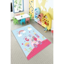 Pelangi Desenli Renkli Dijital Baskılı Yıkanabilir Kaymaz Taban Modern Mutfak Halısı (Süngersiz)