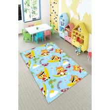 Pelangi Ekonomik Desenli Renkli Dijital Baskı Yıkanabilir Kaymaz Taban Modern Çocuk Halısı.(Süngersiz)