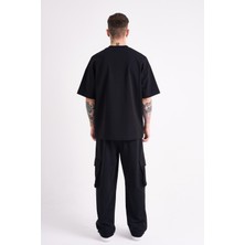 Machinist Erkek Dama Patch Oversize Siyah Tişört