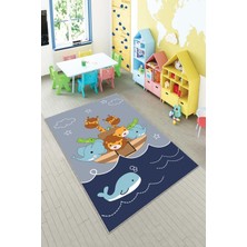 Pelangi Ekonomik Desenli Renkli Dijital Baskı Yıkanabilir Kaymaz Taban Modern Çocuk Halısı.(Süngersiz)