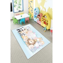 Pelangi Ekonomik Desenli Renkli Dijital Baskı Yıkanabilir Kaymaz Taban Modern Çocuk Halısı.(Süngersiz)