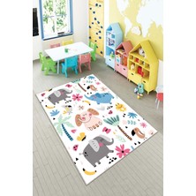 Pelangi Ekonomik Desenli Renkli Dijital Baskı Yıkanabilir Kaymaz Taban Modern Çocuk Halısı.(Süngersiz)