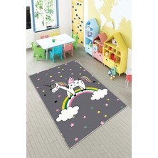 Pelangi Desenli Renkli Dijital Baskı Yıkanabilir Kaymaz Taban Modern Çocuk Halısı ve Yolluk.