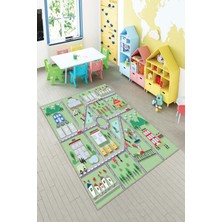 Pelangi Ekonomik Desenli Renkli Dijital Baskı Yıkanabilir Kaymaz Taban Modern Çocuk Halısı.(Süngersiz)