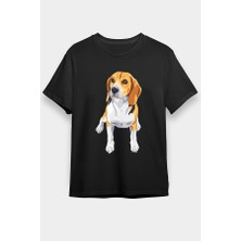 Darkhane Tatlı Beagle Siyah Unisex Tişört T-Shirt