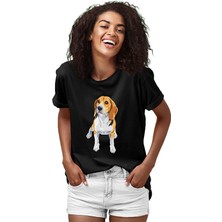 Darkhane Tatlı Beagle Siyah Unisex Tişört T-Shirt