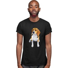 Darkhane Tatlı Beagle Siyah Unisex Tişört T-Shirt