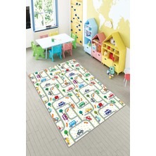 Pelangi Ekonomik Desenli Renkli Dijital Baskı Yıkanabilir Kaymaz Taban Modern Çocuk Halısı.(Süngersiz)