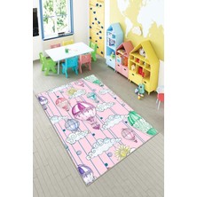 Pelangi Desenli Renkli Dijital Baskılı Yıkanabilir Kaymaz Taban Modern Mutfak Halısı (Süngersiz)