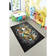 Pelangi Desenli Renkli Dijital Baskılı Yıkanabilir Kaymaz Taban Modern Mutfak Halısı (Süngersiz)