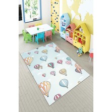 Pelangi Ekonomik Desenli Renkli Dijital Baskı Yıkanabilir Kaymaz Taban Modern Çocuk Halısı.(Süngersiz)